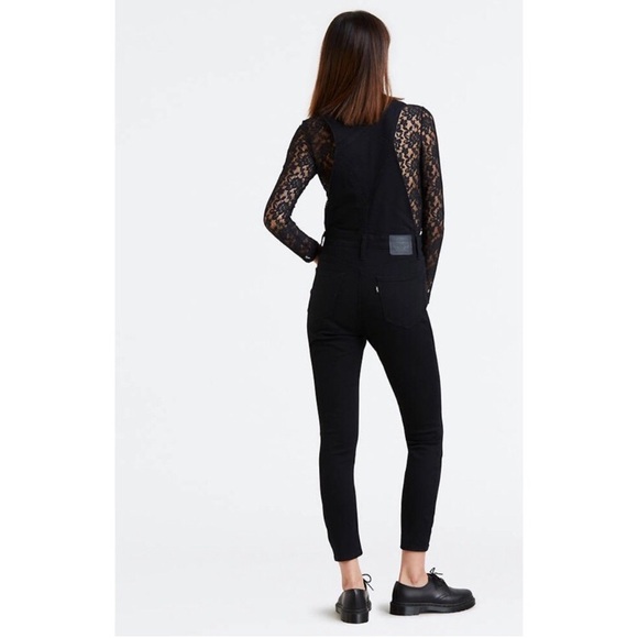 Levis washed blk slim leg overalls 27 ankle - Picture 2 of 7